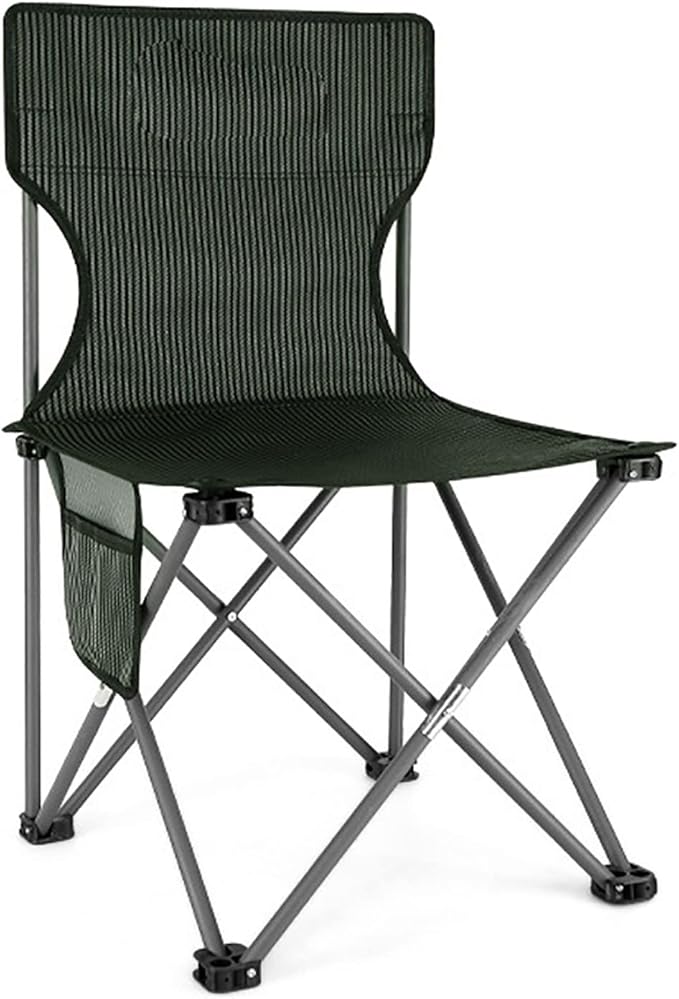 BK&ampMF Portable Outdoor Folding Camping ChairDurable with Storage Pocket Beach Camp Chair Breathable Lawn Chairs for Storage and TravelB52x33x33cm(20x13x13inch)