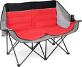 Double Camping Chair Outdoor 2-Seater Oversized 2 Person Portable Folding Lawn Chair with Cup Holders &amp Mesh Storage Pocket for Picnic Camping Beach Sports Hiking