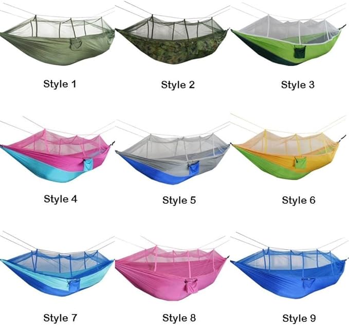 Hammock 260 * 140 cm Outdoor Camping Mosquito Net Net Hanging Portable Parachute Swing Indoor Expandable Double Bed Indoor Outdoor Camping Park (Color : Style 9) (Style 2)