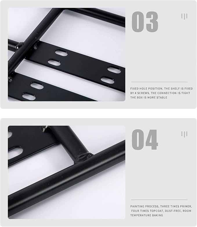 Food Delivery Box Rack Rear Grille Universal Motorcycle Rear Rack Extension 80kg Loading Seamless Steel Tube for Motorcycle Electric Bicycle(53/43-Type 2)