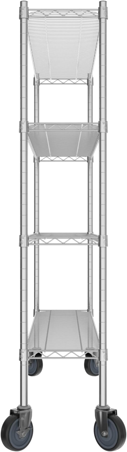 Commercial NSF Listed Chrome Mobile Wire Shelving Kit 12 x 54 x 60 with 4 Shelves Perfect for Warehouse Walk-in Refrigerator Freezer Grocery Store Restaurant Dishroom