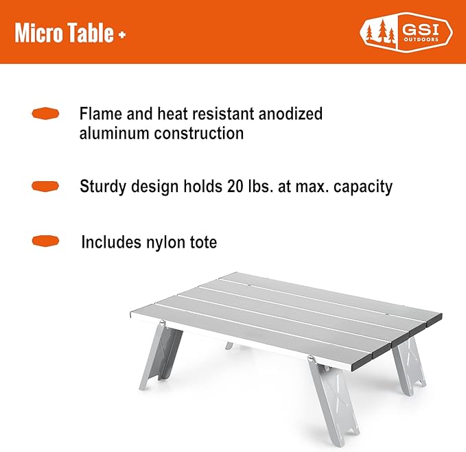 GSI Outdoors Micro Table + I Collapsible Multipurpose Camping Table for Backpacking Car Camping &amp Base Camp