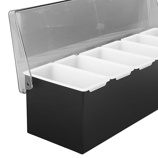 6 Compartments Fruit Holder ABS Multifunctional Condiment Caddy with Lid for Kitchen Bar KTV Separated Storage Container for Fruits Snacks