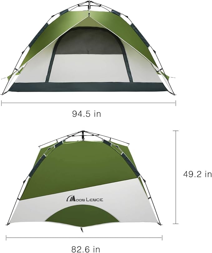 MOON LENCE Pop Up Tent 3-4 Person 60s Instant Setup Camping Tent with 2 Doors Water-Resistant &amp Windproof Dome Tent for Car Camping Backyard Traveling