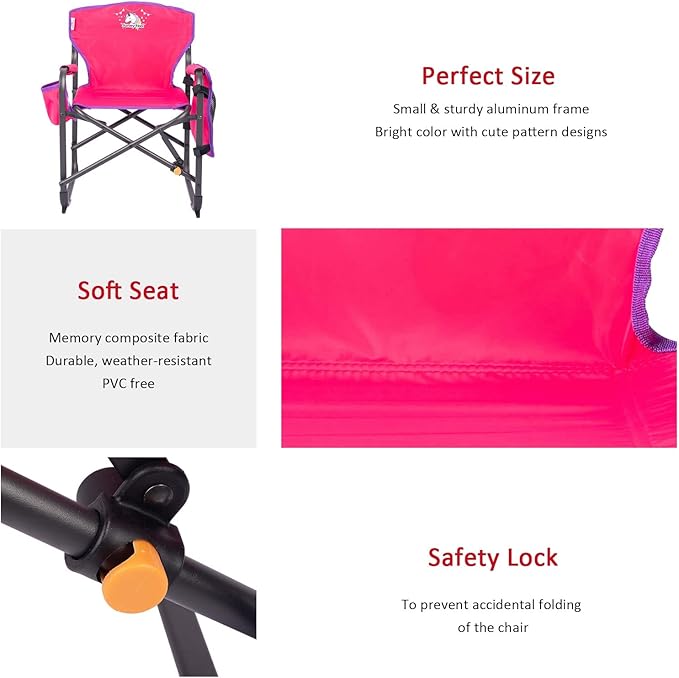 SUNNYFEEL Small Camping Chair Portable Folding Aluminum Directors Chairs Lightweigh with Cup Hold Pocket for BeachTripPicnicOutdoor Sports Events Foldable Camp Lawn Chair with Backpack Straps