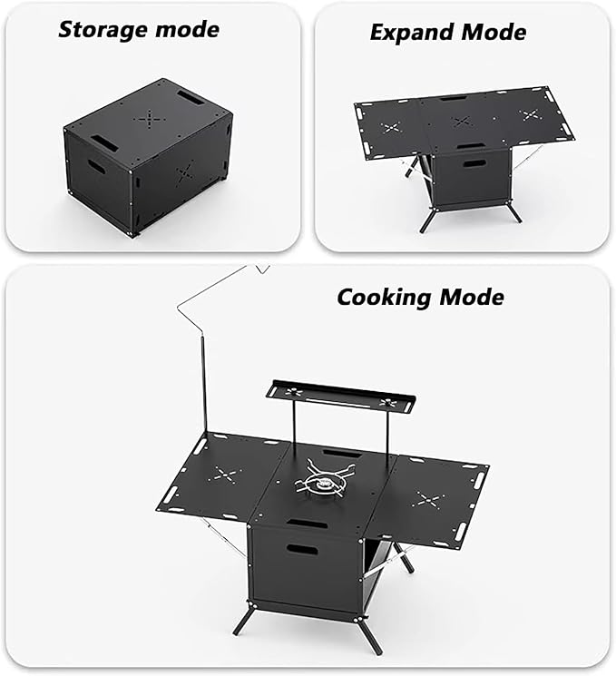 Camping Table with Storage Box Outdoor Stor-Age B-ox Practical Stor-Age Bo-x 54L Collapsible Trunk Organizer with Lid Folding STO-Rage Bin for Camping Picnic Home