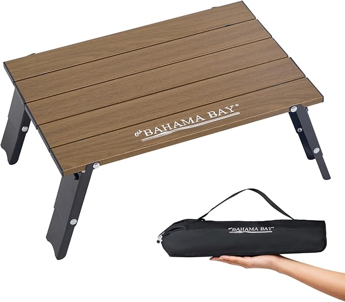 Old Bahama Bay Ultralight Aluminum Mini Table 66lbs/30kg Weight Capacity Foldable Small Beach Table with Retractable LegsSuitable for Picnic Camping Outdoor Hiking