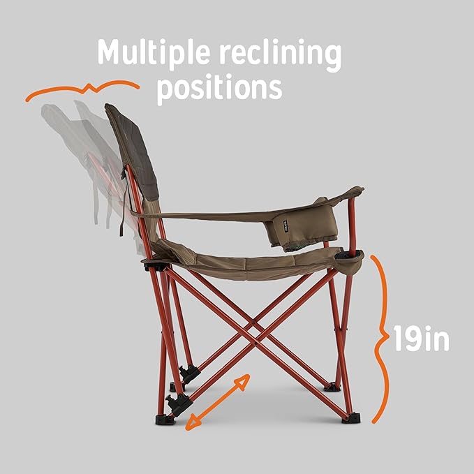 Kelty Deluxe Lounge Chair – Folding Outdoor Camp Chair Insulated Cupholders Customized Recline Steel Frame Padded Roll Storage 2024 (Deep Lake)