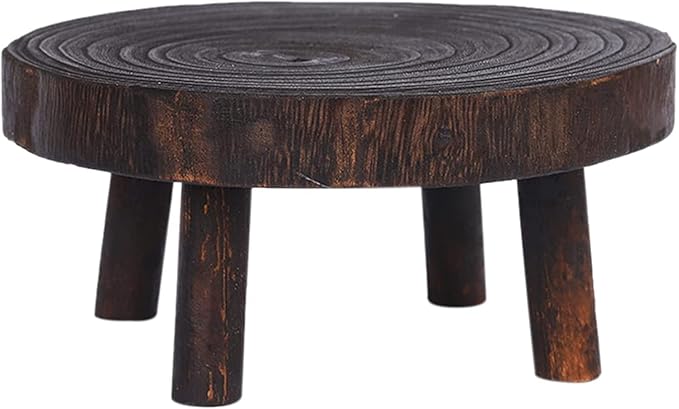 Low Stool Round Footstool Fishing Stable Corner Wooden Stool for Outdoor Picnic Bathroom Portable Household Foot Stool Stable (Brown)