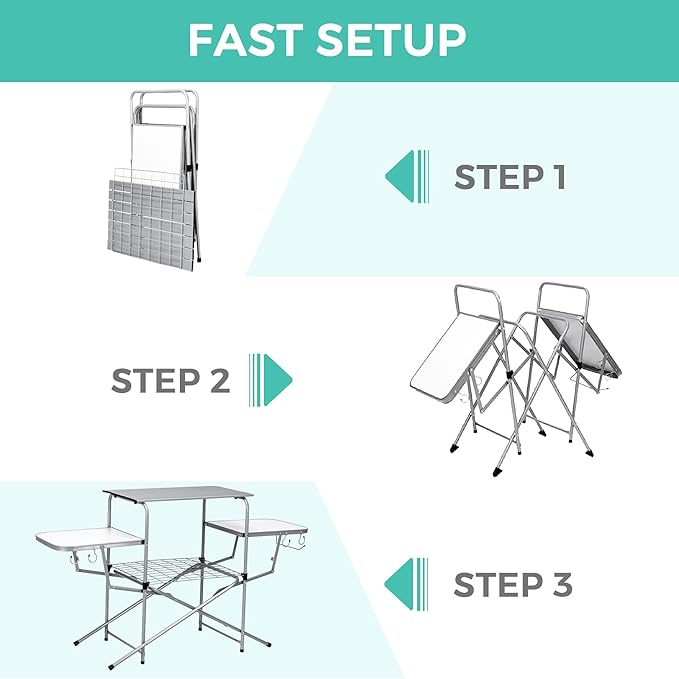 Tangkula Folding Grill Table Aluminum Camping Kitchen Table with Cook Station Hooks Portable Camp Cook Table with Storage Organizer Shelves Carrying Bag Ideal for Picnic BBQ Party Outdoor