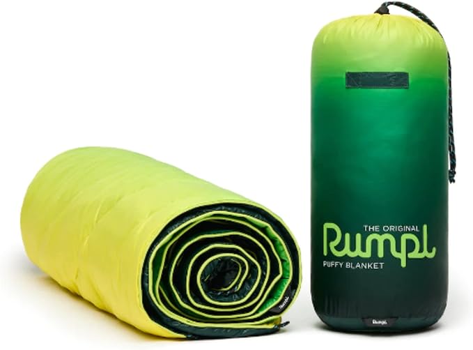 Rumpl Original Puffy Blanket - Warm Water-Resistant Camping Blanket with 100% Recycled Synthetic Insulation 52x75 Original Puffy V1 Forest Fade