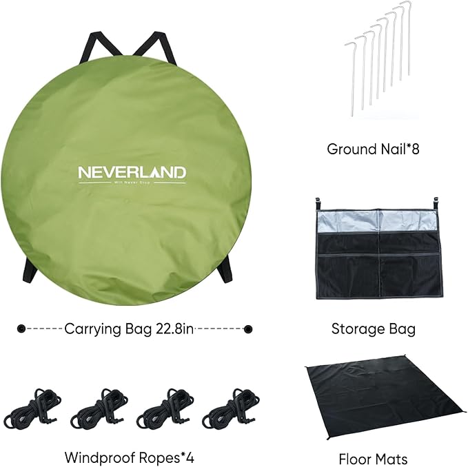 Neverland Pop up Privacy Shower Tent - Portable Changing Shower Tent Dressing Room Bathroom Outdoor Rain Shelter for Camping Beach