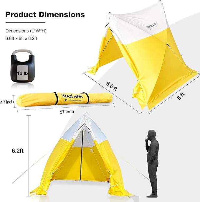 Instant Pop-Up Emergency Shelter 30-Second Setup All-Weather Work Tent for Disaster Relief First Aid Outdoor Survival &amp Worksites Waterproof &amp Windproof 6.6ft x 6ft x 6.2ft