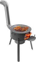Multifunction Wood Burning Stove With Grill Rack Camping Wood Stove Large Charcoal Grill With Grill Rack For Outdoor/Backyard Cooking Picnic And Barbecue. (Carbon Black-19in+ 3 Wok Rings)