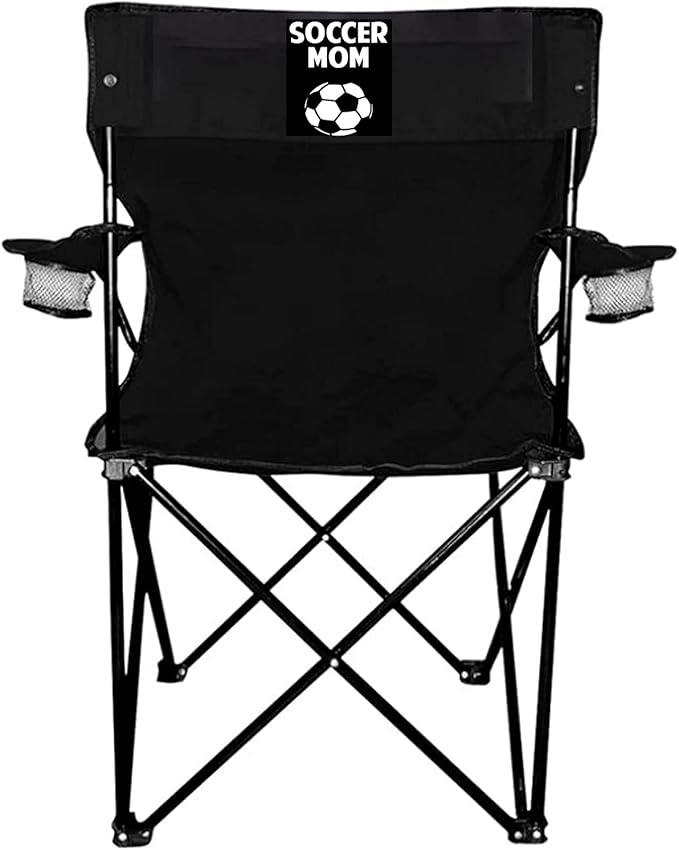 VictoryStore Outdoor Camping Chair - Soccer Mom Black Folding Camping Chair with Carry Bag