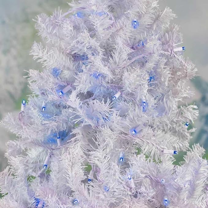 Novelty Lights 34ft Christmas String Lights 100 Blue LED Bulbs on White Wire 4 Spacing Connectable Indoor Outdoor Commercial Grade Lighting for Holidays Patio Weddings