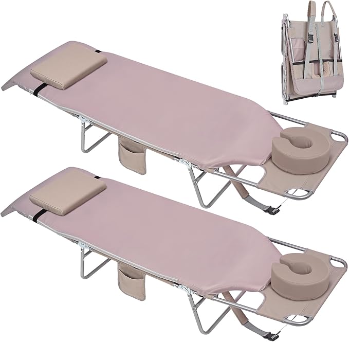 3 in 1 Women Comfort Backpack Beach Tanning Lounge Chair with Cushion Face Hole Softer Padded Adjustable Washable Layout Sun Chair for Adults Outside Reading Sunbathing Poolside 6 Position 2 Pack