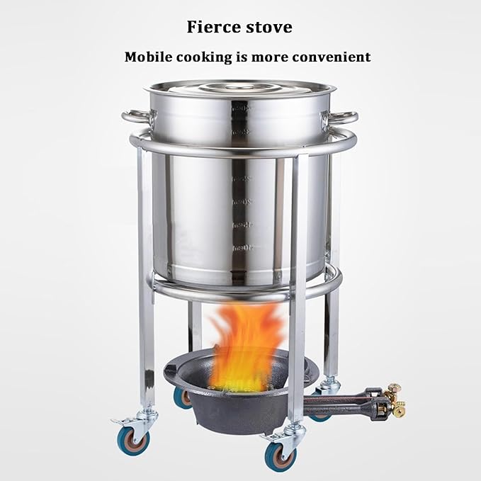 Stainless Steel Soup Bucket Rack with Handle Commercial Stock Pot Stand Mobile Gas Bottle BaseHeavy Duty Drum DollyTrash Can Roller Base with WheelsMultifunctional Mover Carrier Barrel Frame