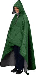 Large Outdoor Waterproof Blanket Extra Thick Fleece Stadium Blanket for Camping Car Pet Picnics - Windproof Wearable Machine Washable 80 x 58 (GreenHooded)