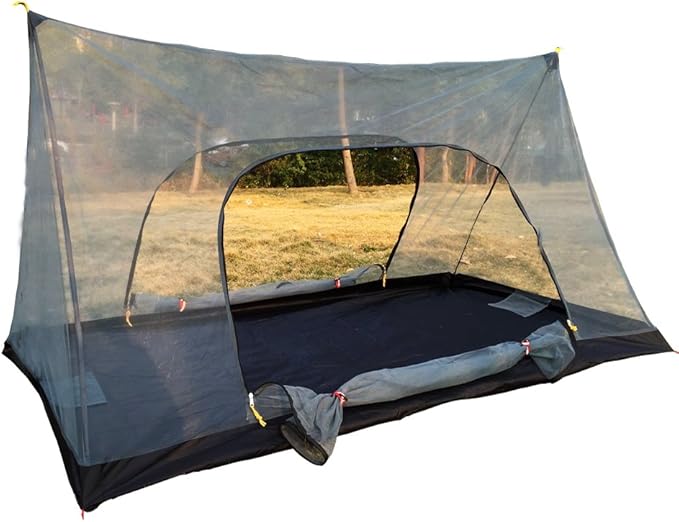 Ultralight Mosquito Net Tent for 1 Person Tear-Resistant Mesh Bug Shelter with Double Doors Hanging Hook &amp Storage Pocket Easy Setup with Stakes &amp Ropes for Camping Hiking Outdoor Travel