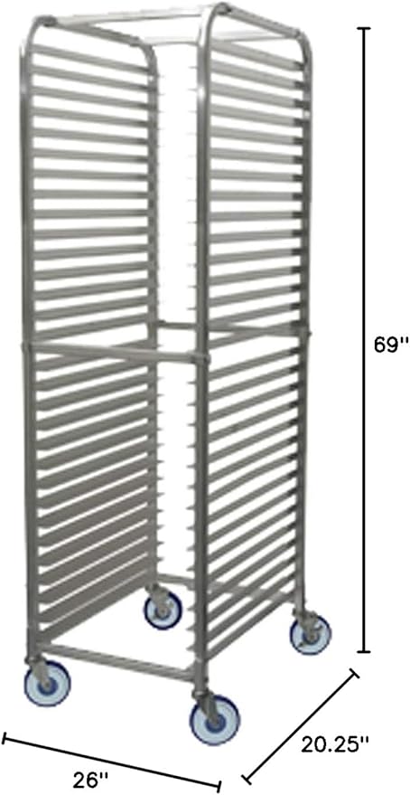 Winco Aluminum Sheet Pan/Bun Rack 2 Spacing with Brake 30 Tier