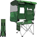 Beach Chair with Canopy Shade Folding Camping Chair Support to 330LBS Outdoor Chair with Cup Holder &amp Cooler Bag for Travel Hiking