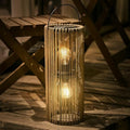 Solar Lanterns Outdoor Waterproof Hanging Rattan Weaving Solar Garden Lanterns Solar Powered with HandleDecorative Retro Rattan Lights for Garden / Yard / Patio / Porch.