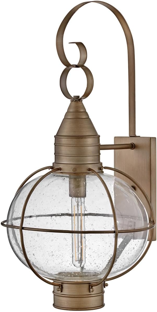 Hinkley Cape Cod 2205BU Large Outdoor Wall Mount Onion Lantern Clear Seedy Glass Wet Rated Burnished Bronze