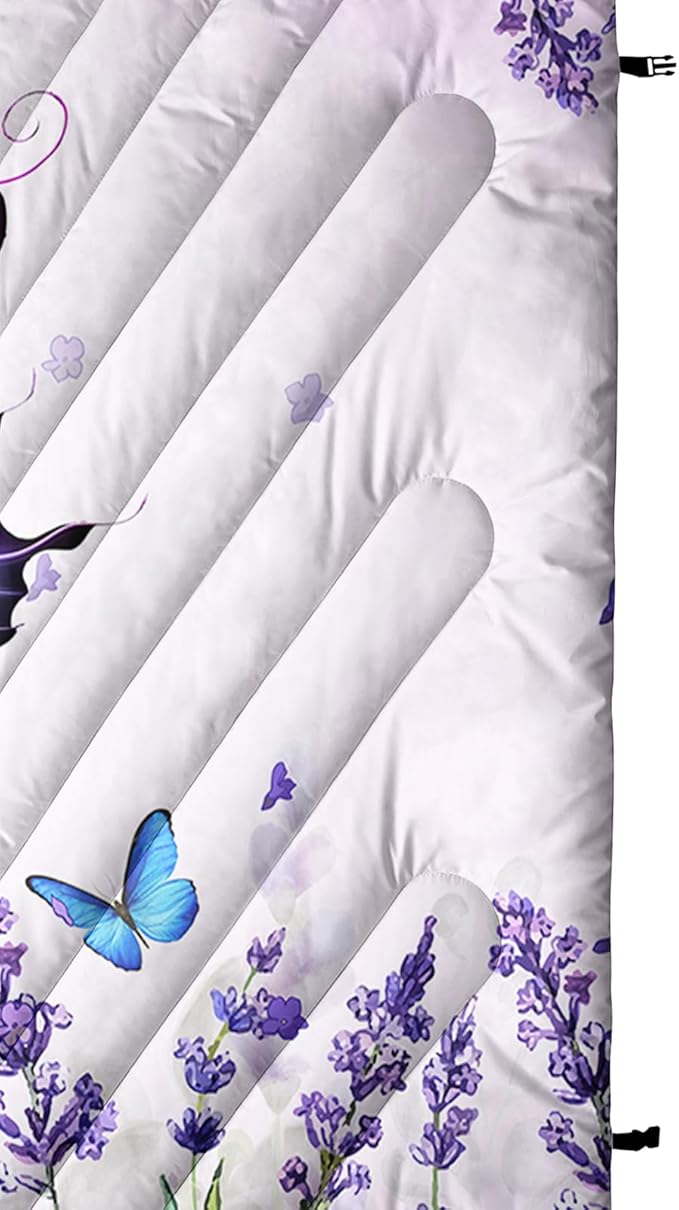 Axolotl Butterflies Camping BlanketLavender Packable Outdoor BlanketViolet Flowers Perfume Lightweight Puffy Printed Camping BlanketPurple Floral Waterproof Blanket for Traveling Beach Cold Weather