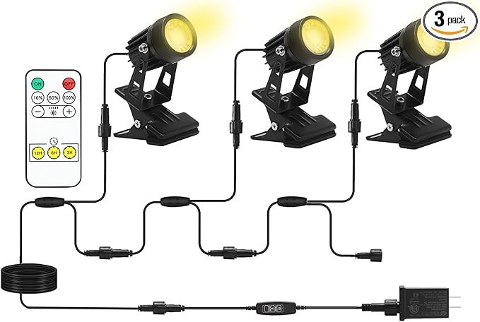 TAYSING Outdoor Spotlight Landscape Spot Lights Plug in LED Spotlights with Clip Yard Lights for Lawn Yard Garden Ground Indoor Exterior