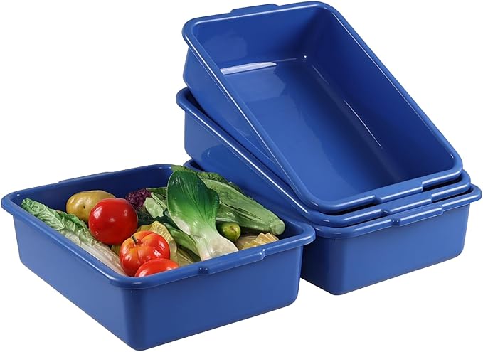 13 L Commercial Bus Tubs Box 4 Packs Plastic Dishpan Wash Basin Blue