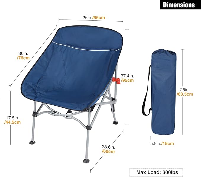 Oversized Extra Large Heavy Duty Camping Chair for Adults 400lbs Capacity Portable Folding Chair with Carry Bag Extra Wide Compact Design for Hiking Backpacking Travel Picnic