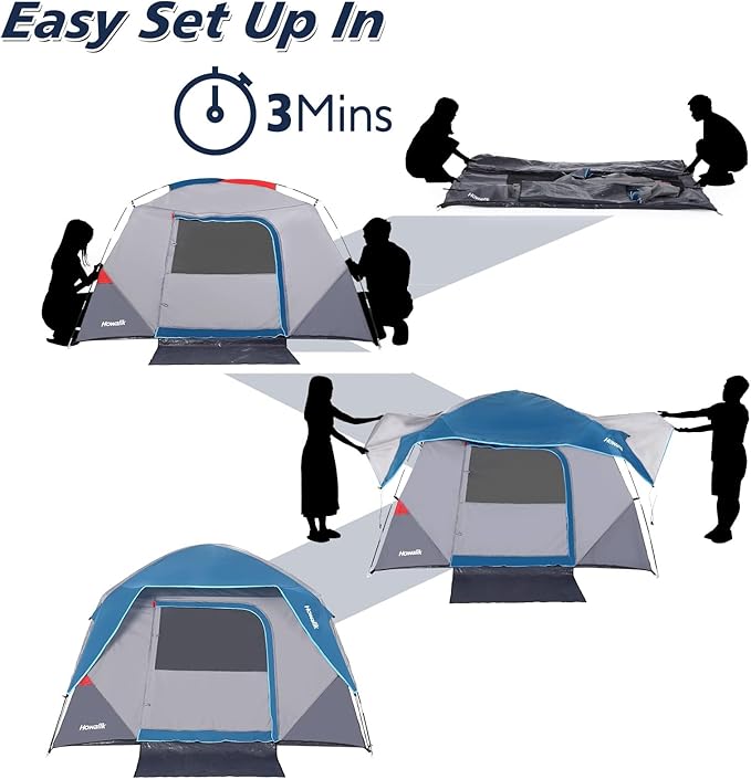 Camping Tent Tent for Camping Easy Set up Camping Tent for 4 Person Outdoor Traveling Light Blue
