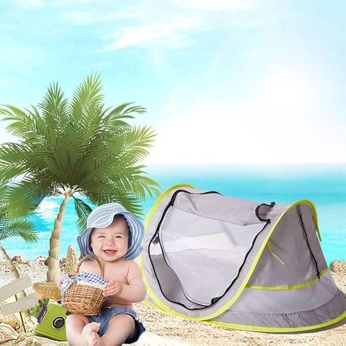 Poray Portable Baby Beach Tent with UPF 50+ Sun ShelterMosquito Net and Sunshade Ideal Pop Up Kids Travel Tent with Carry Bag &amp 2 StakesOutdoor Indoor Play and Sun Protection