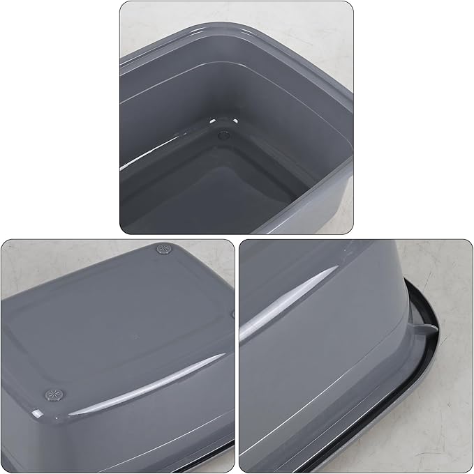 3 Pack 18 Quart Plastic Dish Pan Large Rectangular Wash Basin Grey