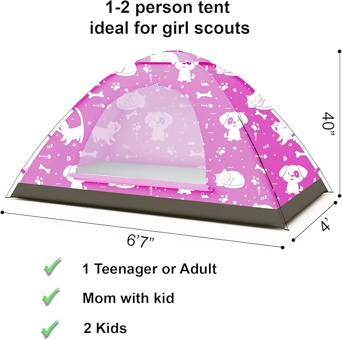 KidzAdventure 2 in 1 Kids Tent for Camping/Kids Play Tent| Backpacking Tent for Kids |Easy Set Up Camping Tent