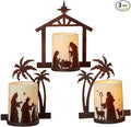 Holiday Nativity Candleholders Christmas Season - A Set Of 3 Flameless Christmas Nativity Scene Candles Holiday Home Decor Accents