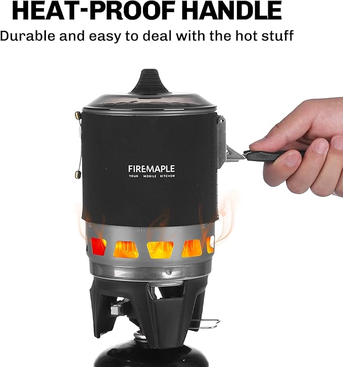 Fire-Maple Fixed Star 3 Personal Cooking System | Pot/Jet Burner Stove System with Electric Ignition | Ideal for Hiking Camping Backpacking Fishing Hunting Trips and Emergency Use Black