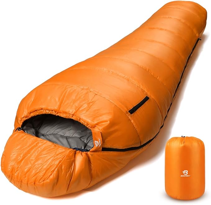 Bessport Mummy Sleeping Bag | 15-45 ℉ Extreme 3-4 Season Sleeping Bag for Adults Cold Weather– Warm and Washable for Hiking Traveling &amp Outdoor Activities