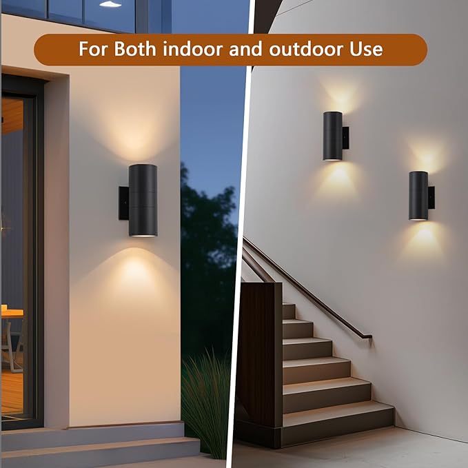 4 Pack Modern Exterior Light Fixtures Outdoor Wall Light Porch LightModern Exterior Lamp Fixture Anti-Rust Outside Sconce for Front HouseBlack Up and Down Lights Outdoor.