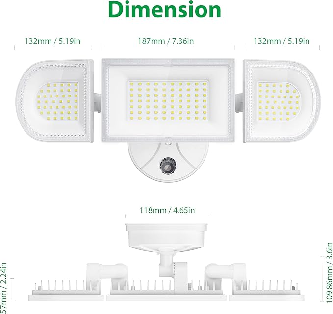 iMaihom 130W Dusk to Dawn Outdoor Lighting13000LM LED Flood Lights Outdoor 3 Adjustable Heads Security Lights with Photocell IP65 Waterproof 6500K Flood Light for Yard Garage Patio