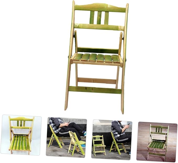 Toyvian Portable Bamboo Folding Stool for Outdoor Activities Beach Parties Receptions Instant Assembly