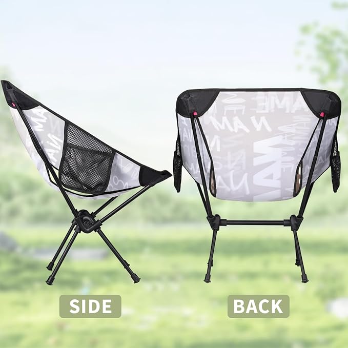 Personalized Portable Camping Chairs Customizable Compact Lightweight Backpacking Custom Outdoor Chair with Name for Motorcycle RV Travel