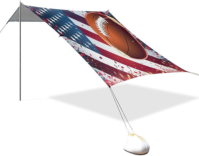 Camping Sun Shelters Soccer and Flag Print Beach Canopy 126 * 110.2in