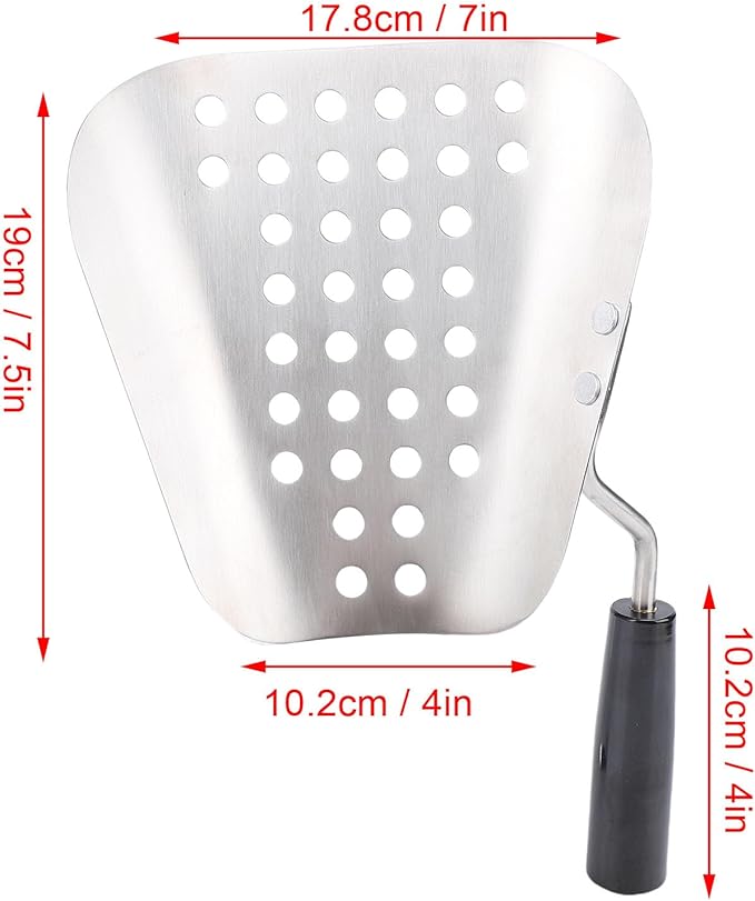 Diydeg Popcorn Scoop Stainless Steel Perforated Quick Fill Tool with Comfortable Plastic Handle for Commercial Restaurant Cinema Concession Stands and Home Use