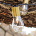 Brightech Glow Solar LED String Lights - Commercial Grade Waterproof Patio Lights with Beautiful Brass Accents - Shatterproof LED Solar Outdoor String Lights - 1W Soft White Light - 27 Ft