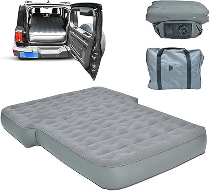 Camping Inflatable Mattress Portable Inflatable Bed for Car SUV Air Mattress Car Mattress with Built-in Pump Cold-Resistant and Wear-Resistant Car Sleeping Bed