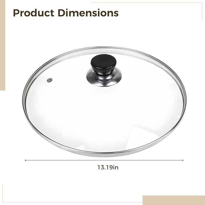 Generic Easy To Clean Oval Glass Crock Pot Lid Tempered Glass Pot Lid With Knob Handle &amp Vent Hole 12.5 In Inner Diameter