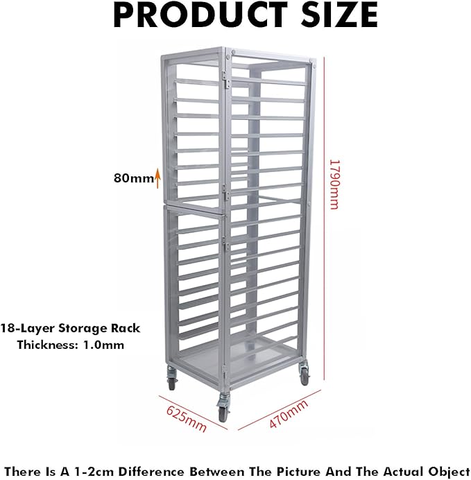 Quick Rack for Baking Pans18-Tier Bakery Rack Cover - Durable Aluminum Baking Pan Storage Quick Assembly for Home Ideal for Food Service Bakeries &amp Restaurants Space-Saving Design