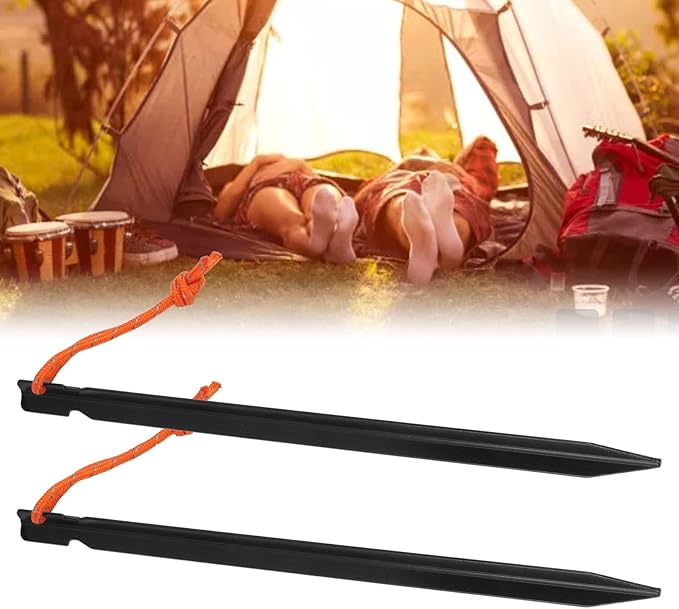 20pcs Tent Stakes 7075 Camping Aluminum Alloy 9in Tent Pegs Heavy Duty Tent Peg with Ropes for Outdoor Camping Canopy(Black)